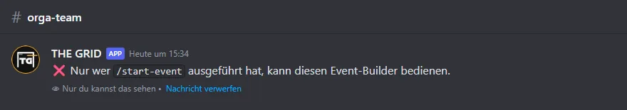 Antwort an ein anderes Mitglied, das einen Knopf des Builders drückt