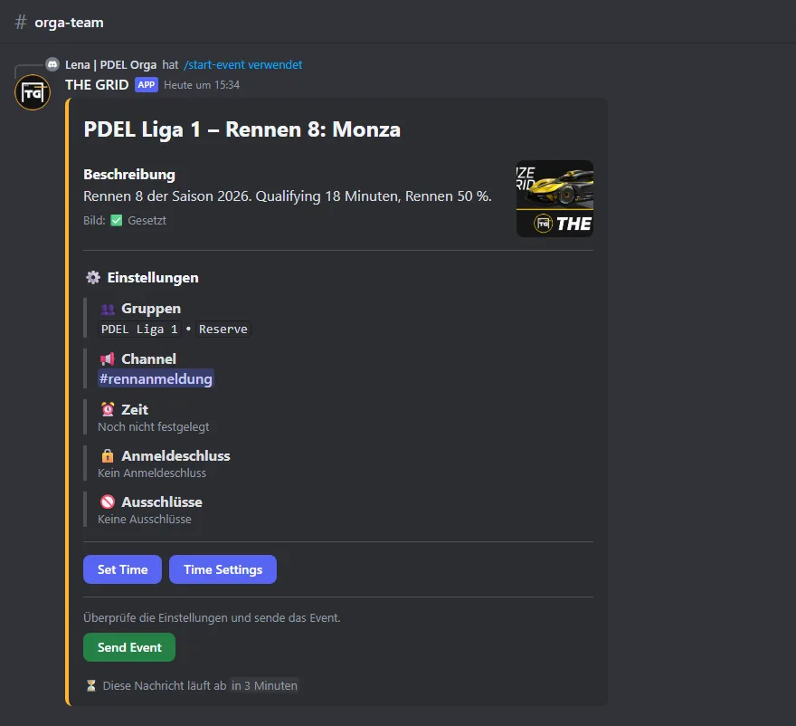 Der Event-Builder direkt nach dem Formular