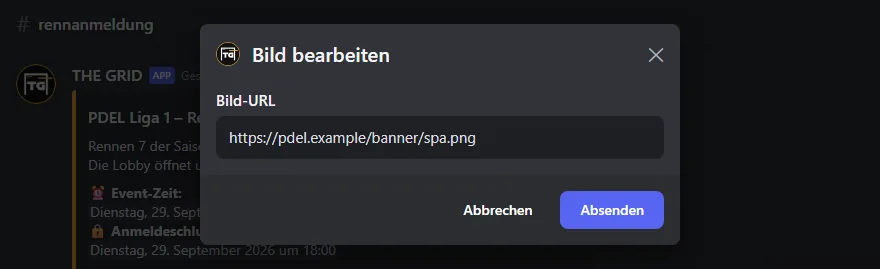 Formular „Bild bearbeiten“ mit der Bild-URL