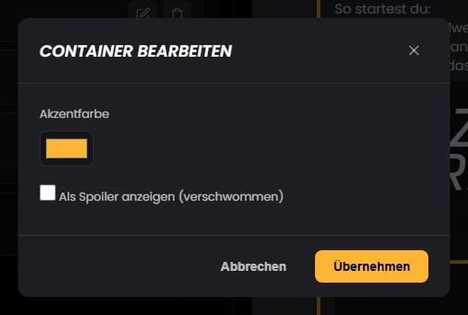 Dialog „Container bearbeiten“