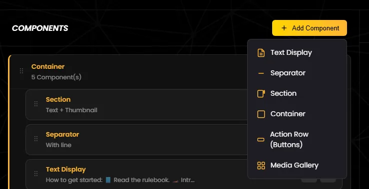 The “Add Component” menu