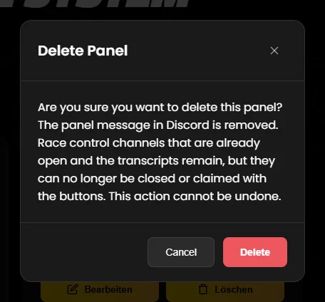 Confirmation when deleting a panel