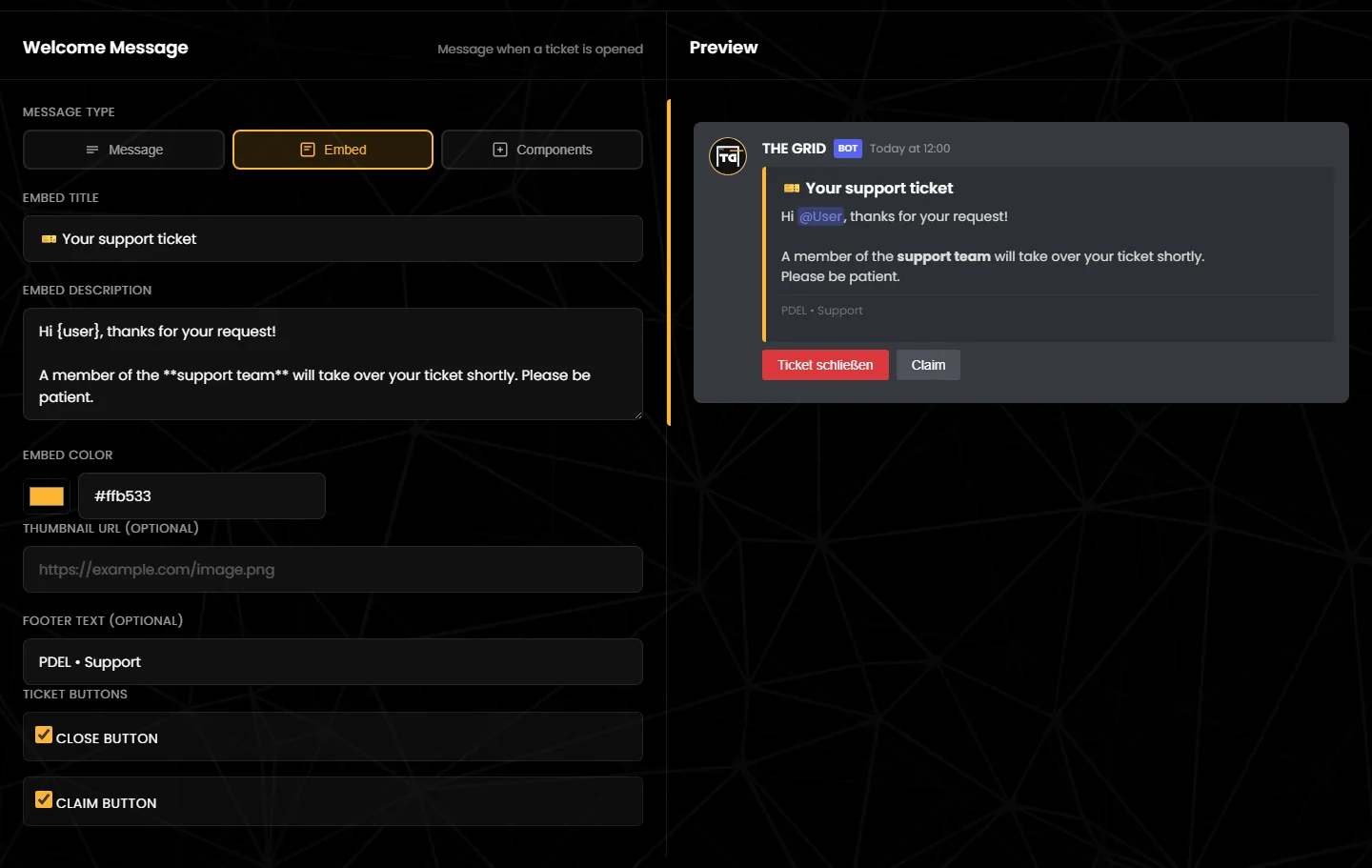 Step 4: welcome message